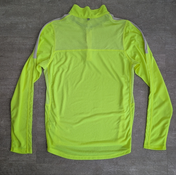 Nike Pullover Running Mens Small Neon Yellow Dri-Fit Quarter Zip Golf Athletic - Picture 9 of 9